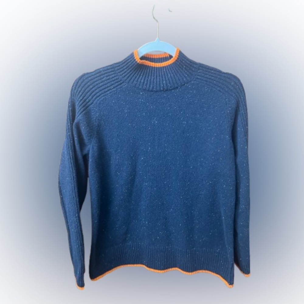 J. Jill Modern Mock-neck Sweater In Navy Blue Multi
